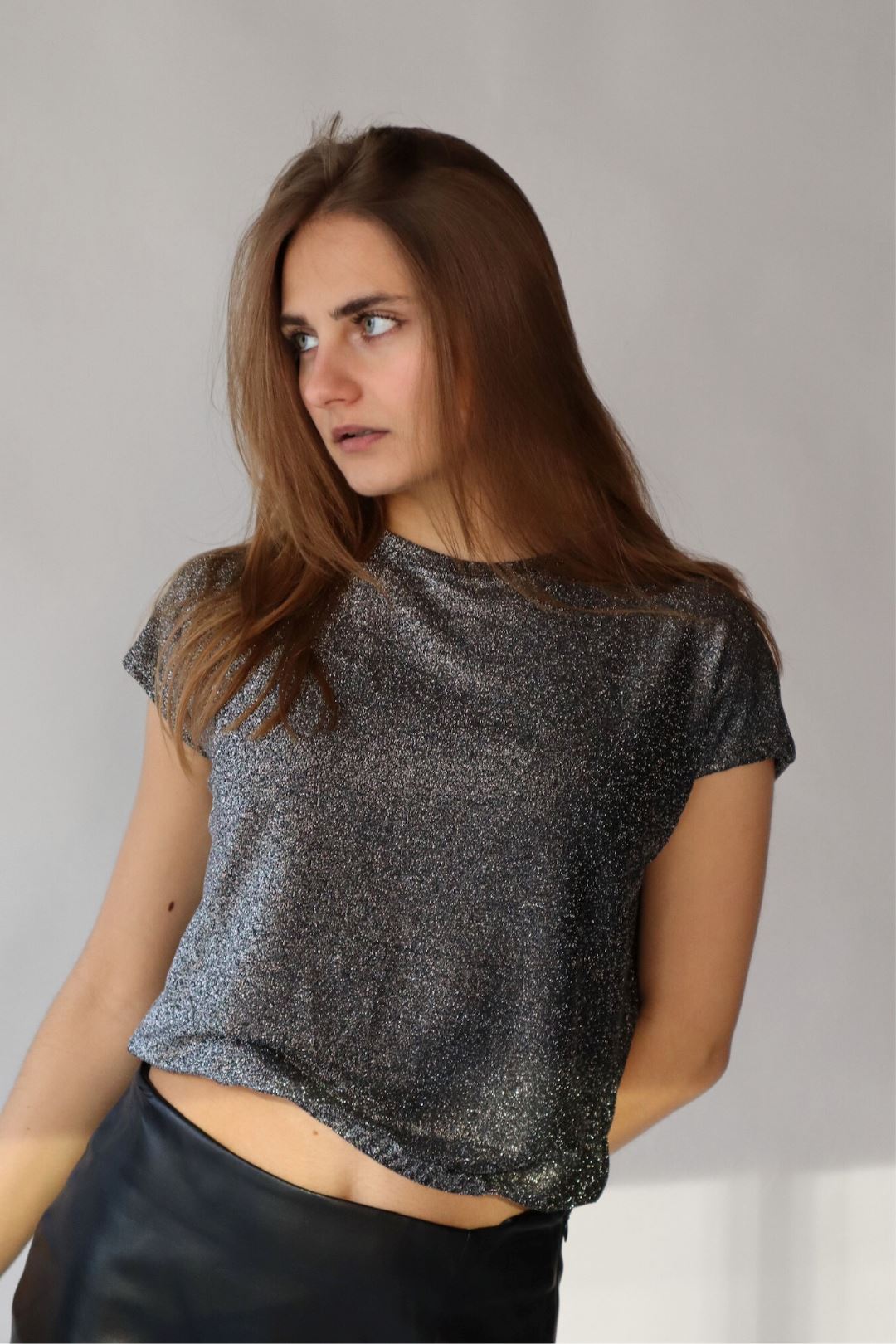 SHIMMER ELASTIC HEM TOP Top SADIE AND SAGE 