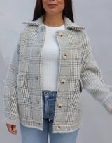 OLIVE & IVORY PLAID SWEATER JACKET Jacket SADIE AND SAGE 