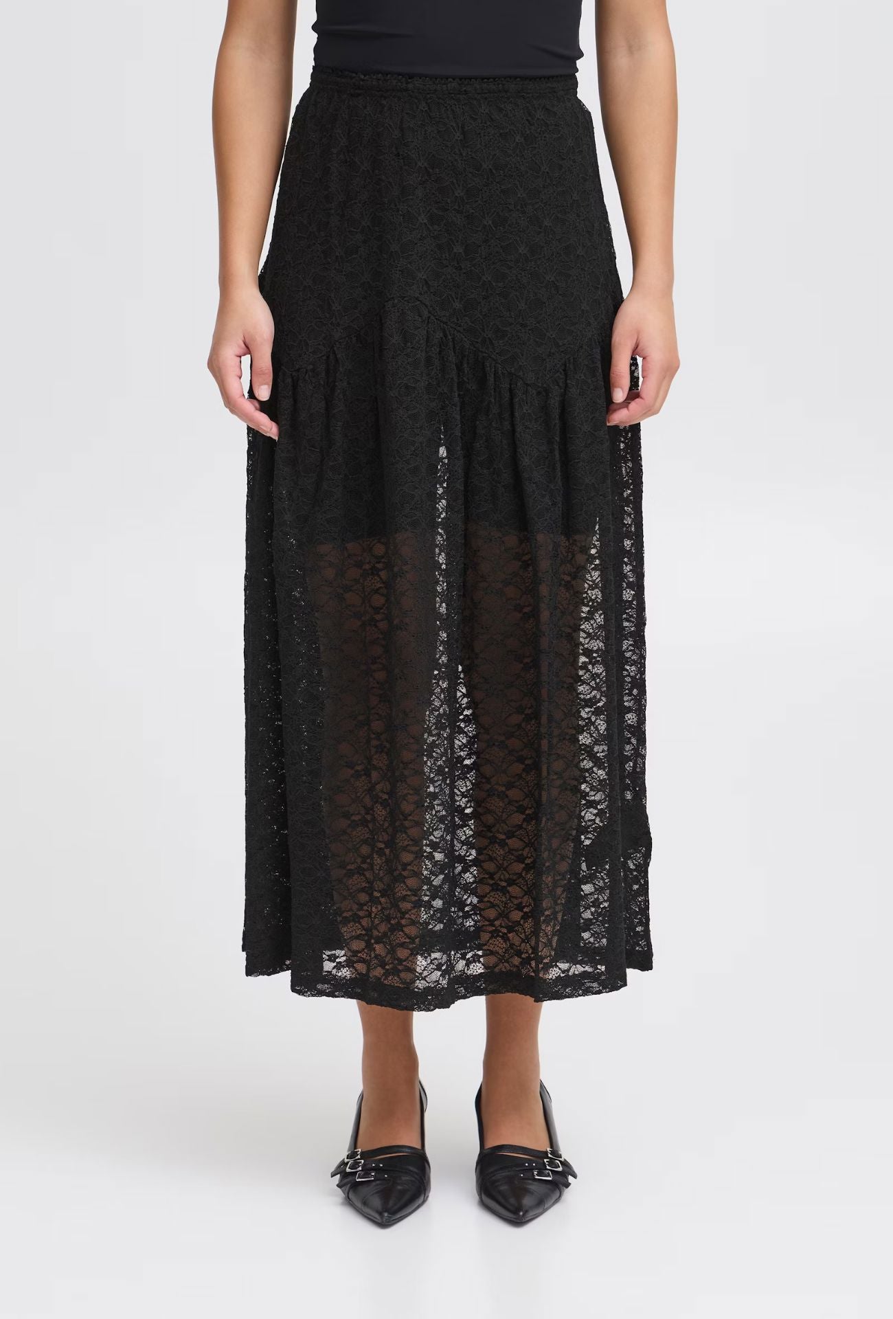 FESTIVAL SHEER LACE SKIRT (BLACK) Skirt ICHI 