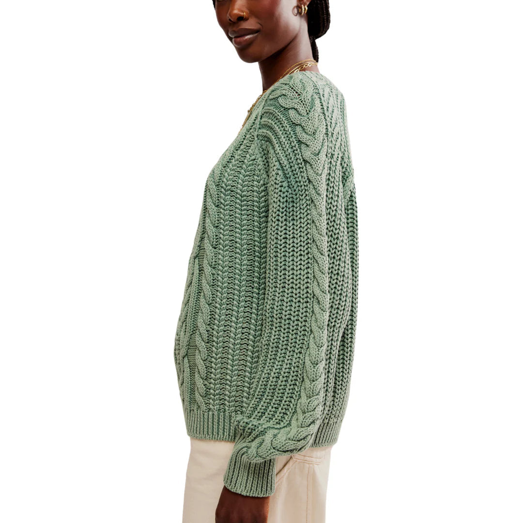 FRANKIE CABLE SWEATER (SEA SPRAY) Sweater FREE PEOPLE 