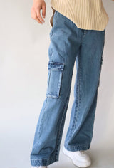 MID WASH CARGO DENIM DENIM CRESCENT 