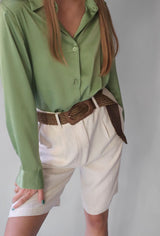 SILKY BUTTON DOWN BLOUSE (MATCHA) Top MIMOSA 