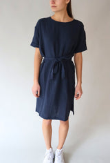 NAVY SHIFT DRESS WITH TIE Dress ICHI 