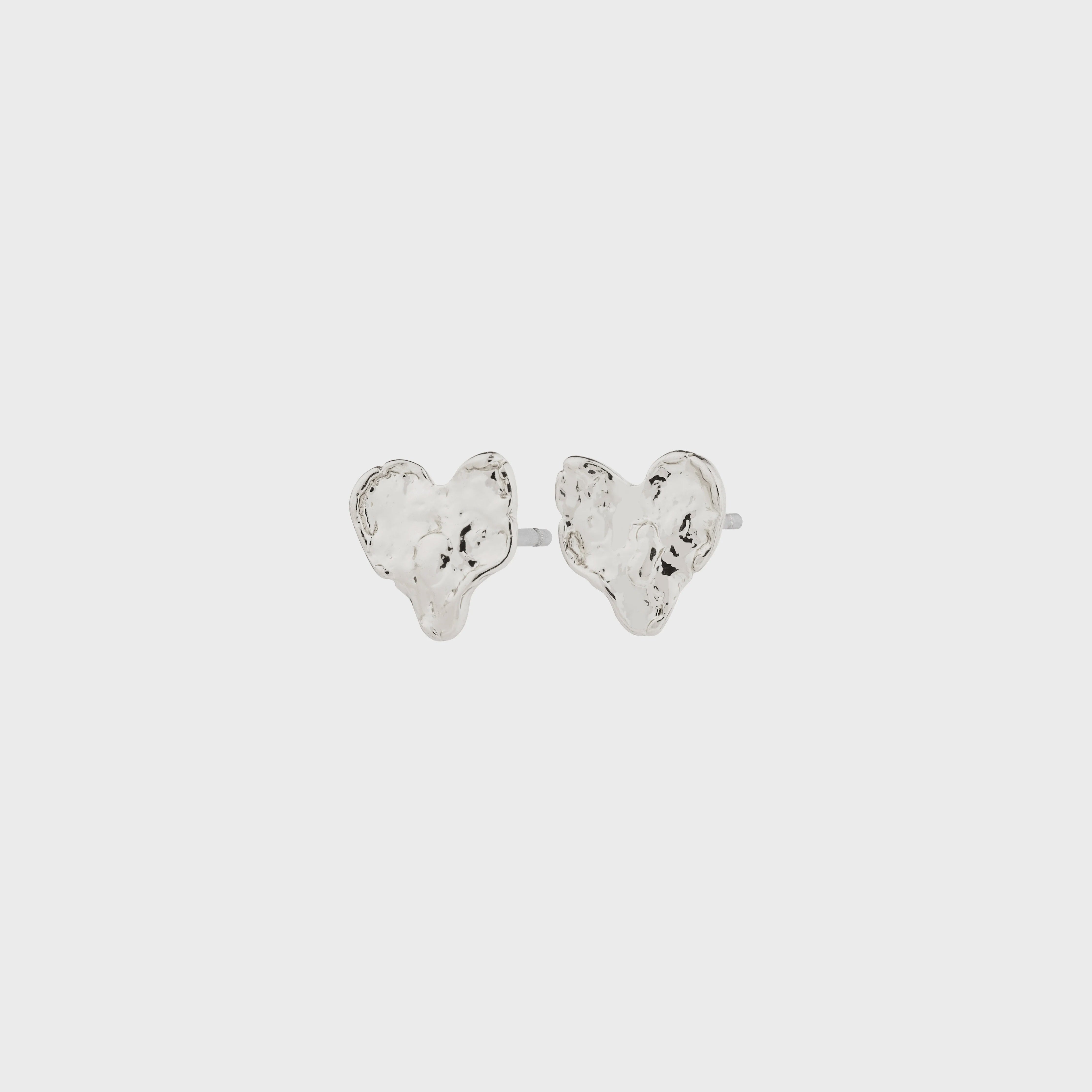 PILGRIM SILVER HAMMERED HEART STUDS Jewelry PILGRIM 