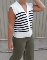 SLEEVELESS STRIPE SWEATER VEST VEST RD STYLE 