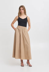 BEIGE POPLIN MAXI SKIRT Skirt ICHI 