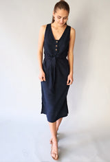 NAVY SLEEVELESS MIDI DRESS Dress ICHI 