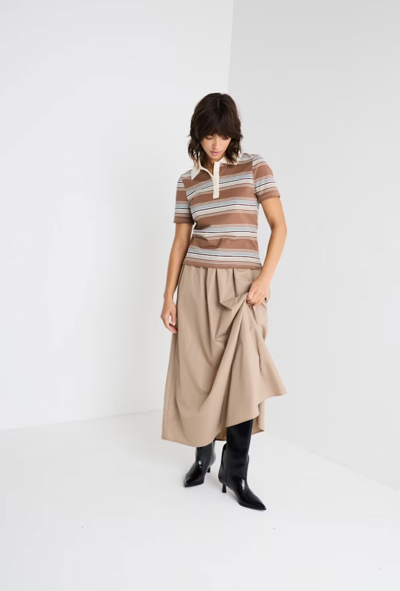 BEIGE POPLIN MAXI SKIRT Skirt ICHI 