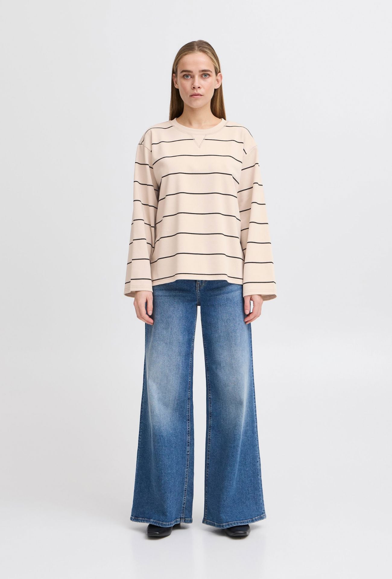 KALA STRIPE LONG SLEEVE (CREAM) Sweater ICHI 