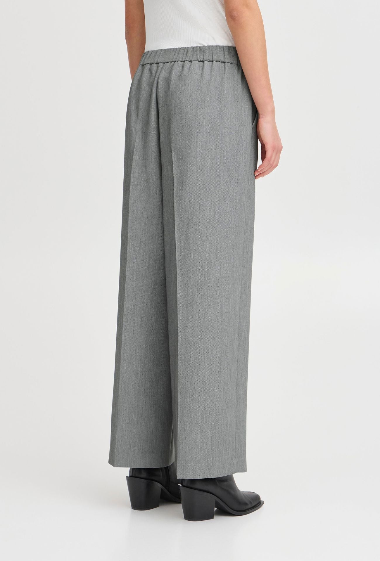 GREY ELASTIC WAIST TROUSER PANT ICHI 