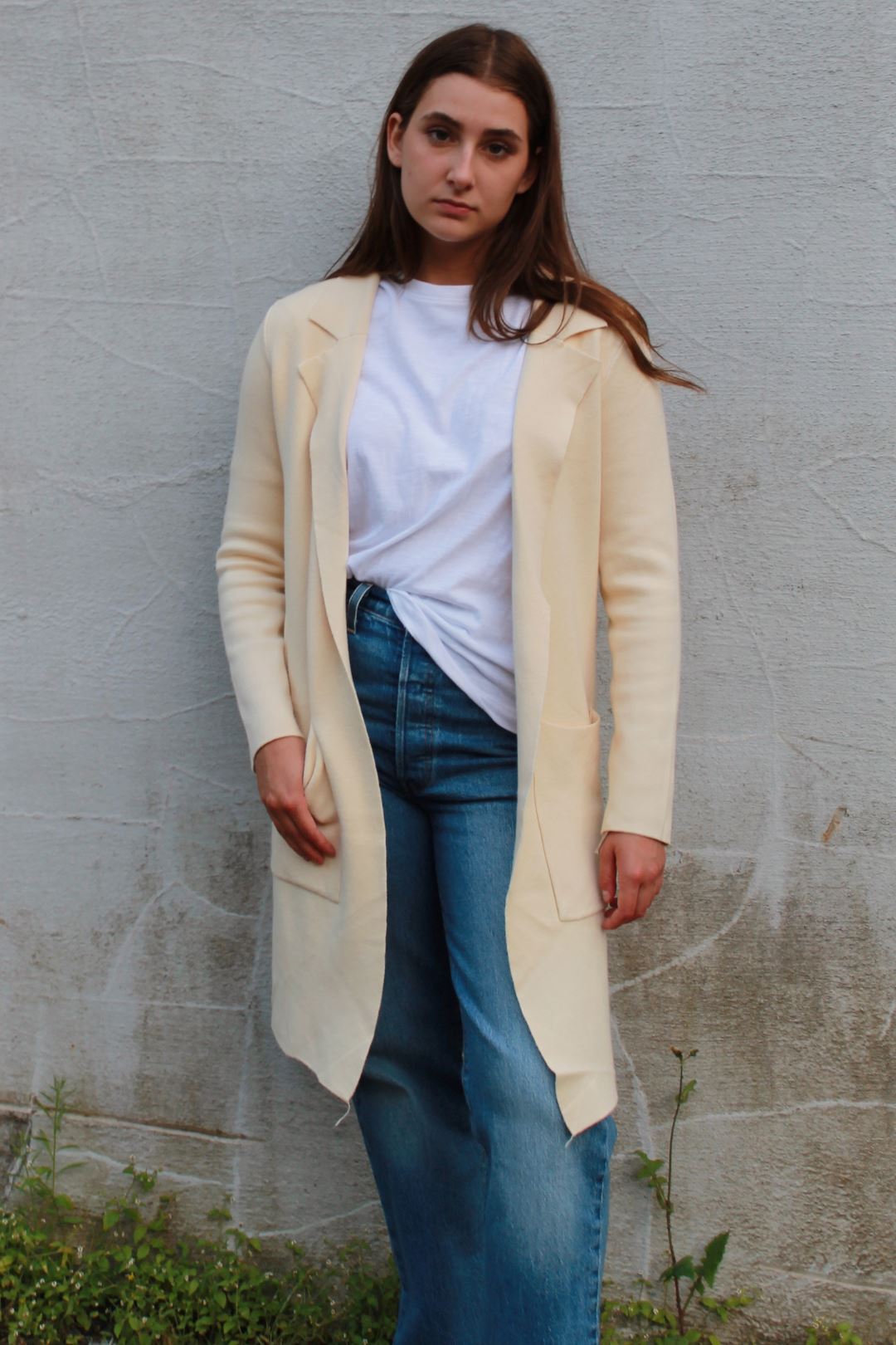 LONG COLLARED CARDIGAN (SAND) Cardigan DELUC 