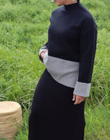 BLACK & GREY COLOR BLOCK TURTLENECK Sweater DELUC 