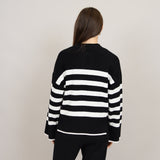 LIGHTWEIGHT STRIPE CREWNECK SWEATER (BLACK AND WHITE) Sweater RD STYLE 