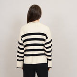 LIGHTWEIGHT STRIPE CREWNECK SWEATER (WHITE AND BLACK) Sweater RD STYLE 