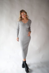 GREY KNIT MIDI DRESS Dress ICHI 