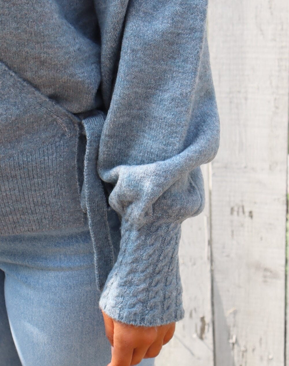 SLATE BLUE WRAP SWEATER Sweater ICHI 