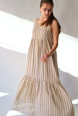 STRIPED COTTON GAUZE MAXI DRESS Dress ICHI 