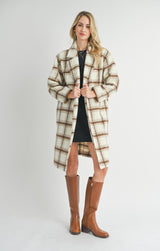 PLAID OPEN FRONT COAT Jacket SADIE AND SAGE 