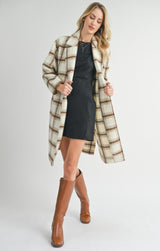 PLAID OPEN FRONT COAT Jacket SADIE AND SAGE 