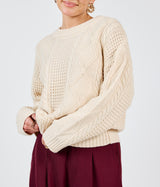 OATMEAL CABLE KNIT SWEATER Sweater SADIE AND SAGE 