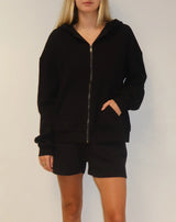 OVERSIZED ZIP WAFFLE HOODIE Sweater BRUNETTE 