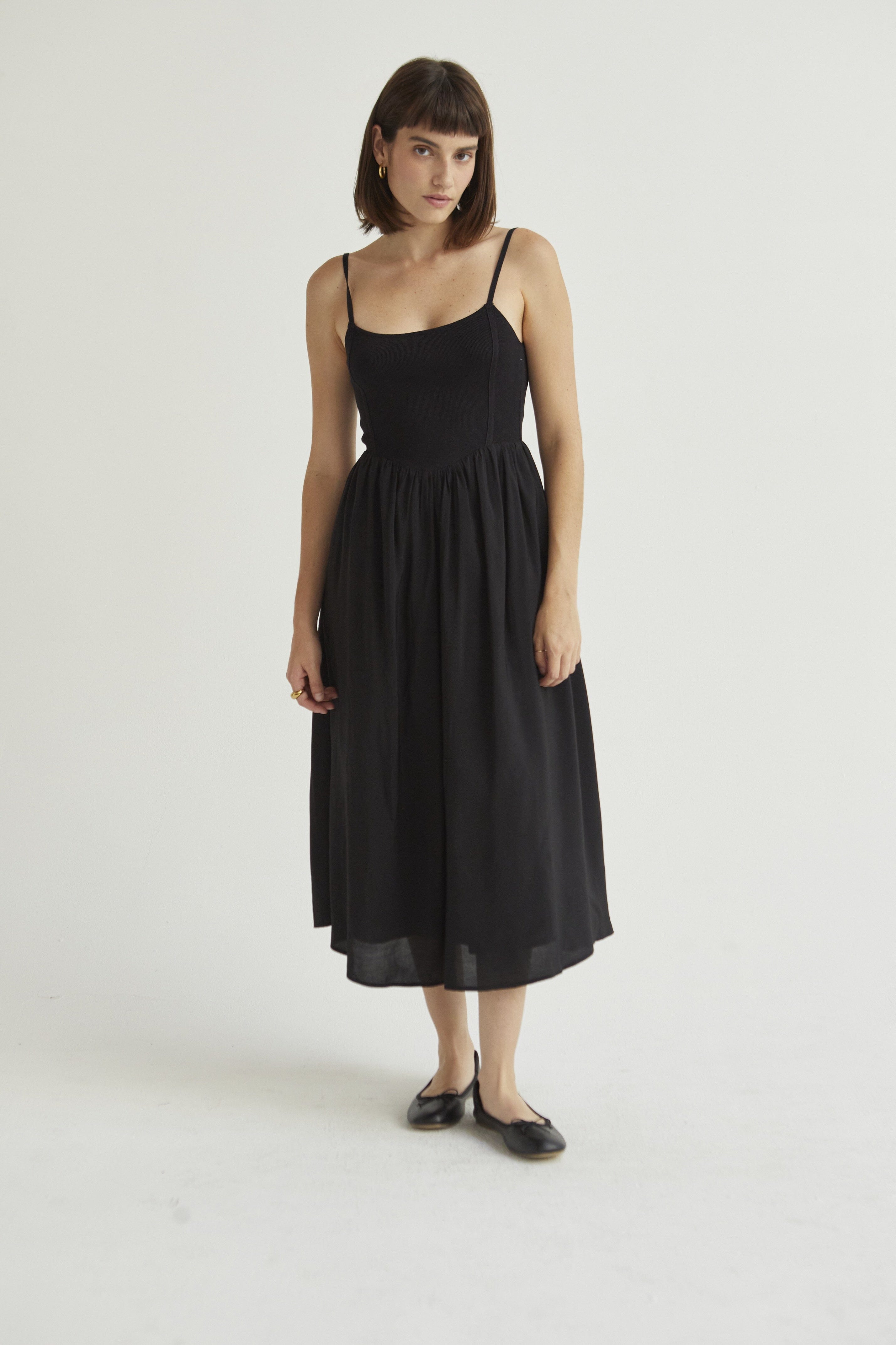 BLACK TIE BACK MIDI DRESS Dress CRESCENT 