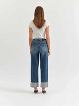 LOOSE STRAIGHT LEG CUFFED DENIM DENIM DAZE 