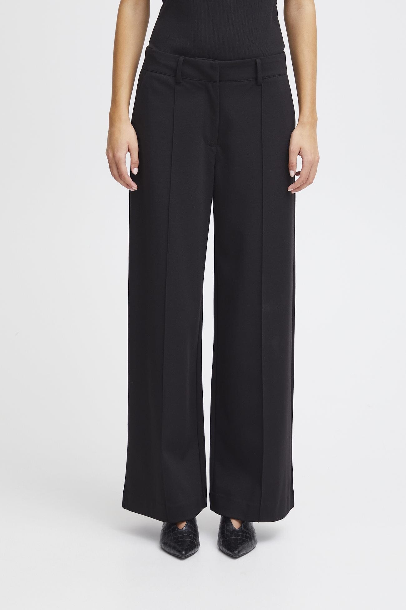 KATE OFFICE WIDE LEG TROUSER (BLK) PANT ICHI 