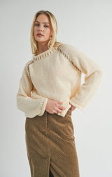 CONTRAST STITCH CREAM KNIT SWEATER Sweater SADIE AND SAGE 