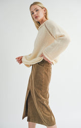 CONTRAST STITCH CREAM KNIT SWEATER Sweater SADIE AND SAGE 