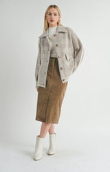 LOLA PLAID SWEATER JACKET (BROWN) Jacket SADIE AND SAGE 