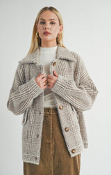 LOLA PLAID SWEATER JACKET (BROWN) Jacket SADIE AND SAGE 