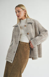 LOLA PLAID SWEATER JACKET (BROWN) Jacket SADIE AND SAGE 