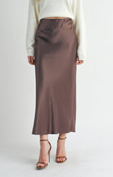 CHOCOLATE SILKY MAXI SKIRT Skirt SADIE AND SAGE 