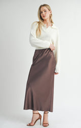 CHOCOLATE SILKY MAXI SKIRT Skirt SADIE AND SAGE 