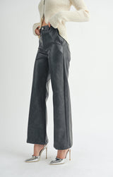 BLACK VEGAN LEATHER TROUSER PANT SADIE AND SAGE 