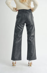 BLACK VEGAN LEATHER TROUSER PANT SADIE AND SAGE 