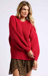 RED BALLOON SLEEVE SWEATER Sweater SADIE AND SAGE 