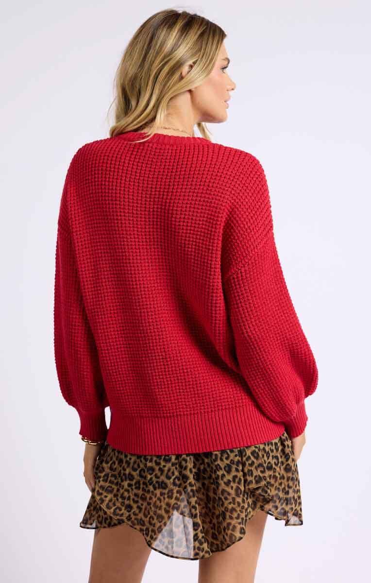 RED BALLOON SLEEVE SWEATER Sweater SADIE AND SAGE 