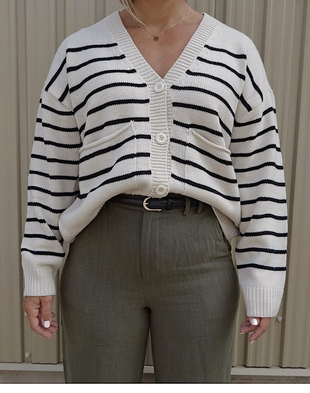 STRIPE GRANDPA CARDIGAN Cardigan RD STYLE 