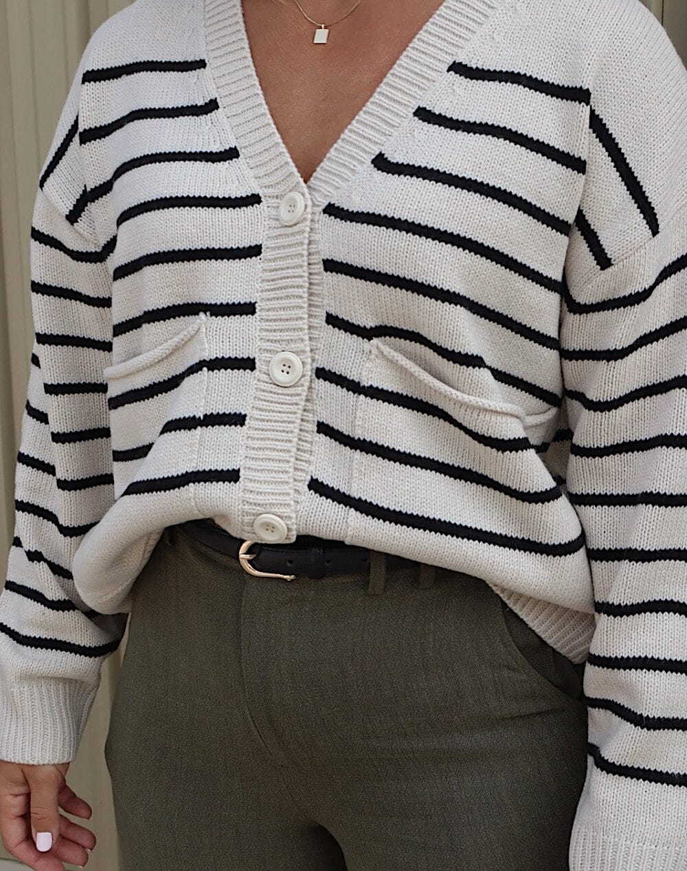 STRIPE GRANDPA CARDIGAN Cardigan RD STYLE 