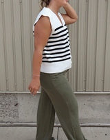 SLEEVELESS STRIPE SWEATER VEST VEST RD STYLE 