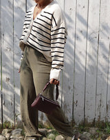 STRIPE GRANDPA CARDIGAN Cardigan RD STYLE 