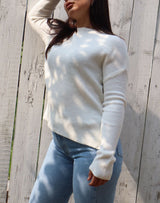 CASUAL CREAM RIBBED LONG SLEEVE Top RD STYLE 