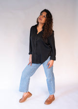 SILKY BUTTONDOWN (BLACK) Top MIMOSA 