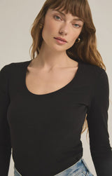 SIRENA RIB BASIC LONG SLEEVE (BLACK) Top z supply 