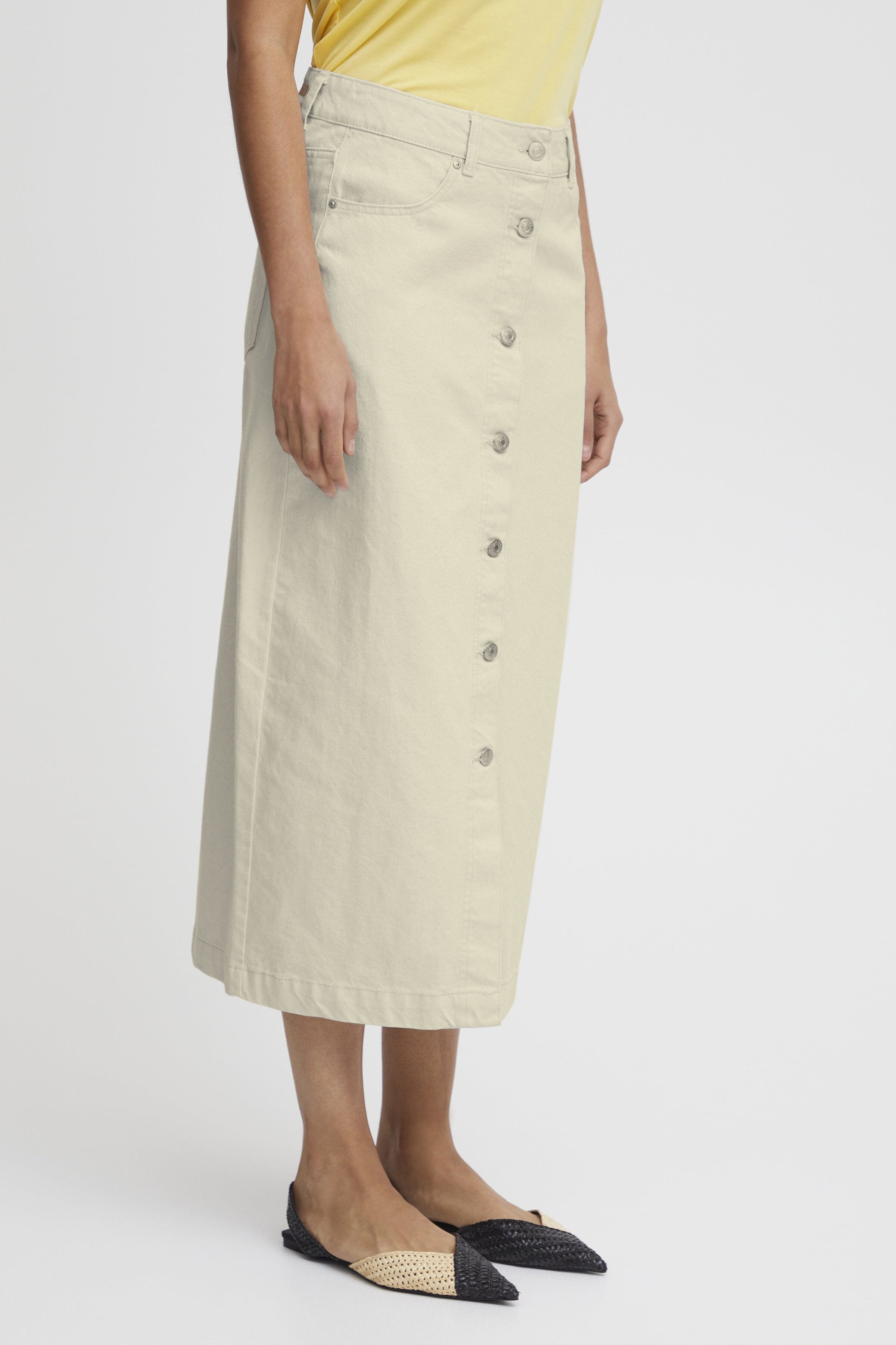 BIRCH DENIM BUTTON DOWN MIDI SKIRT Skirt B YOUNG 