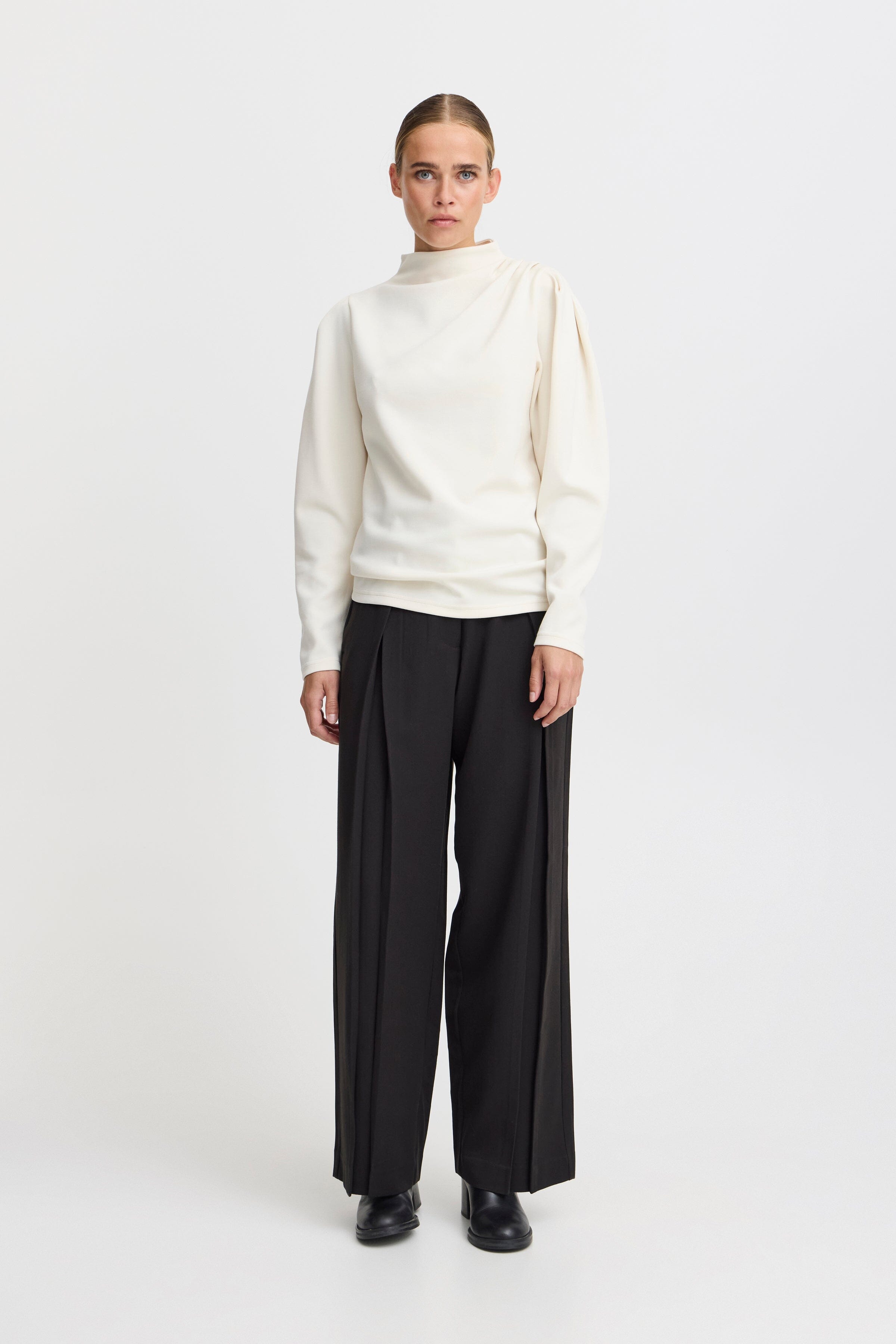 ELEVATED MOCK NECK LONG SLEEVE TOP (BIRCH) Sweater ICHI 