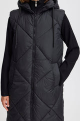 BLACK MIDI PUFFER VEST Jacket B YOUNG 