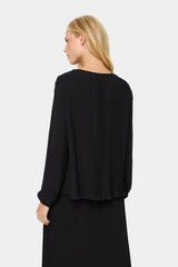 DELICATE PLEATED BLOUSE (BLACK) Top saint tropez 